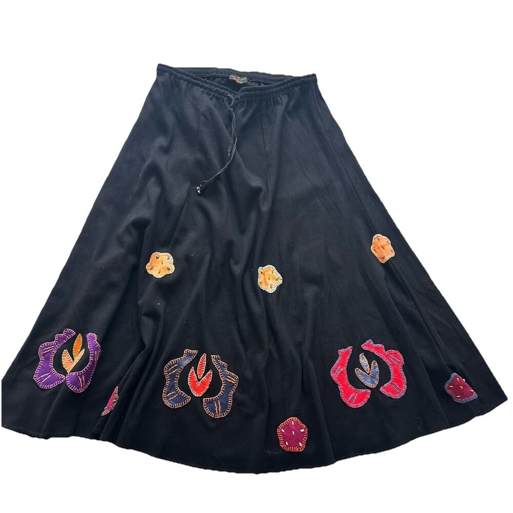 The Collection Royal Womens Hippie embroidered maxi Skirt Flowers Size L/XL